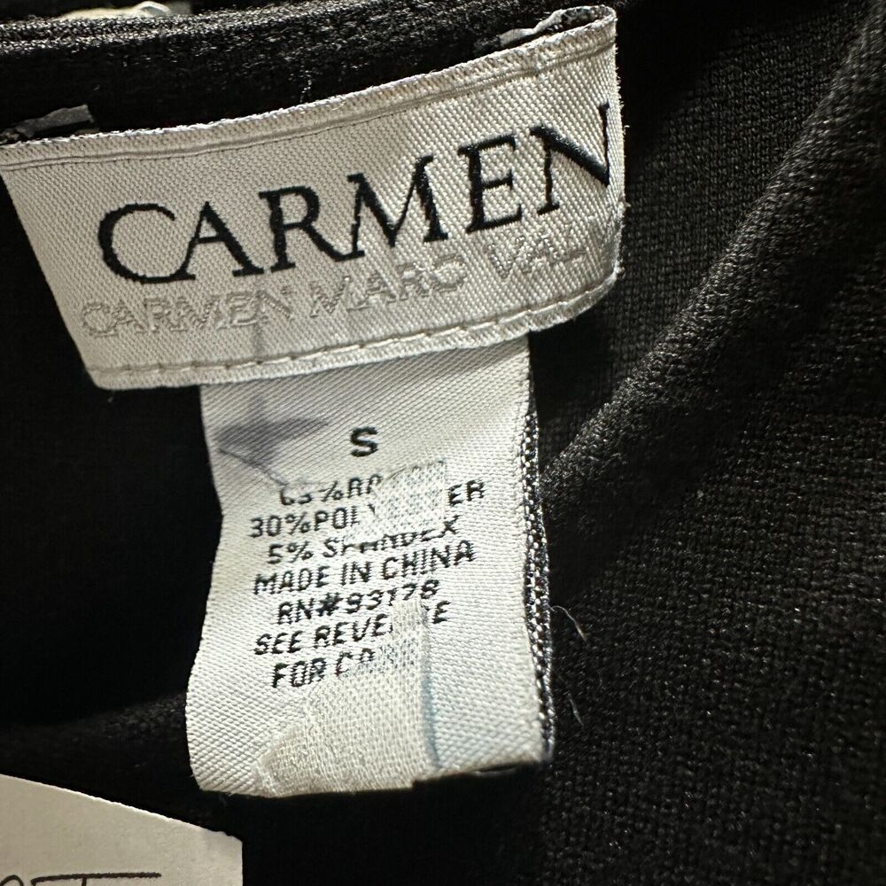 Carmen Marc Valvo Womens Black Peplum Top Size S Preppy Office Casual Minimalism - Picture 4 of 9